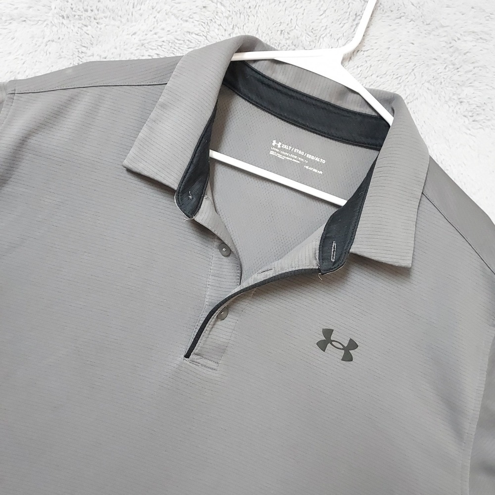 Under Armour Polo Shirt Men 2XLT 2XL TALL Heatgear Short Sleeve Golf Gray Casual